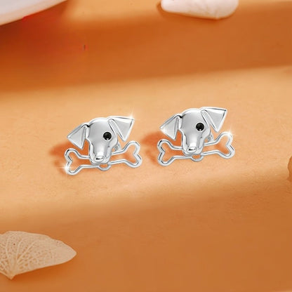 Dog and Bone Stud Earrings