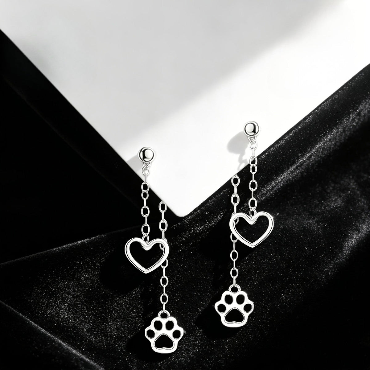 Heart Paw Drop Earrings