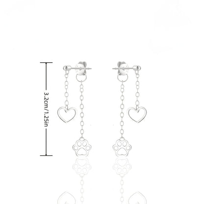 Heart Paw Drop Earrings