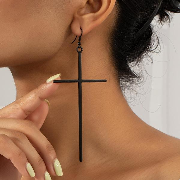 Minimal Exaggerated Cross Earrings