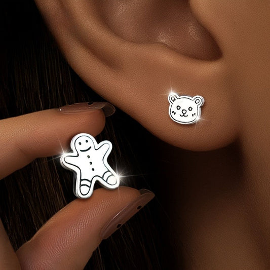 Bear & Gingerbread Stud Earrings