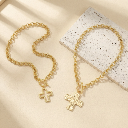2pc Cross Toggle Necklace Set