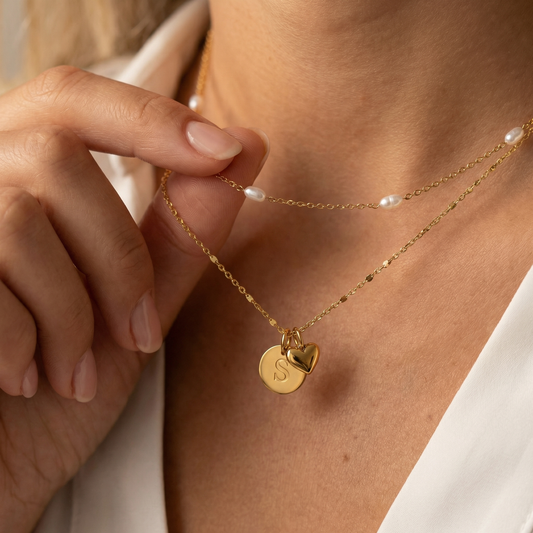 Layered Initial Heart Necklace