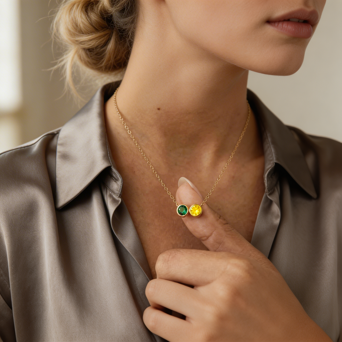Circle Birthstone Necklace