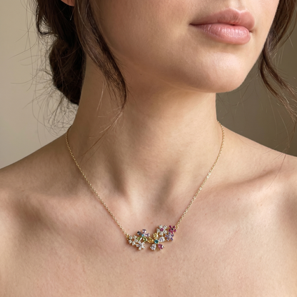 Colorful Crystal Flower Necklace