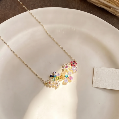 Colorful Crystal Flower Necklace
