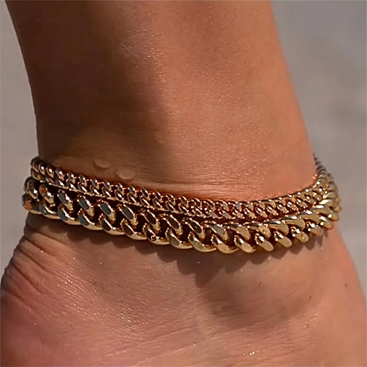2pc Chunky Cuban Anklets