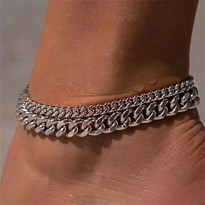 2pc Chunky Cuban Anklets