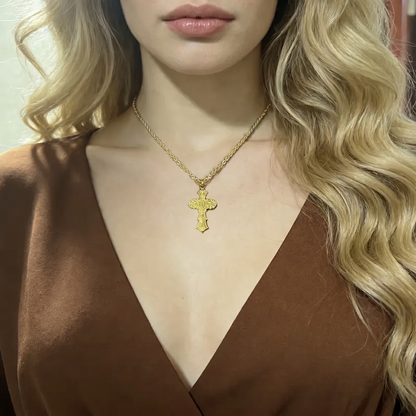 Vintage Cross Initial Necklace