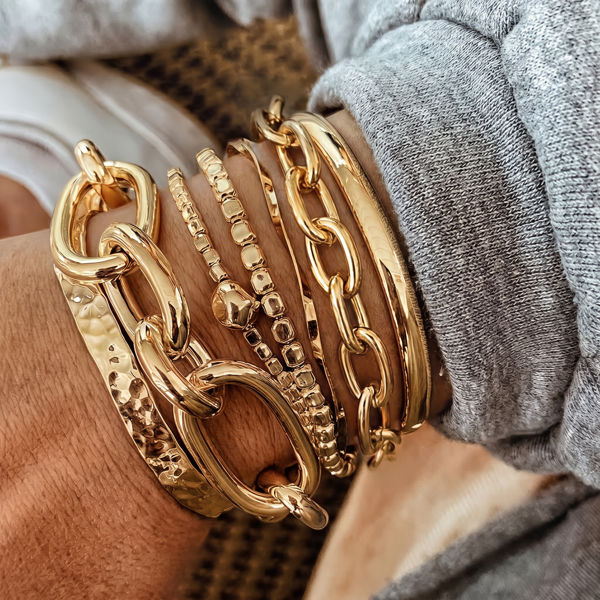 7pc Chunky Stackable Bracelet Set