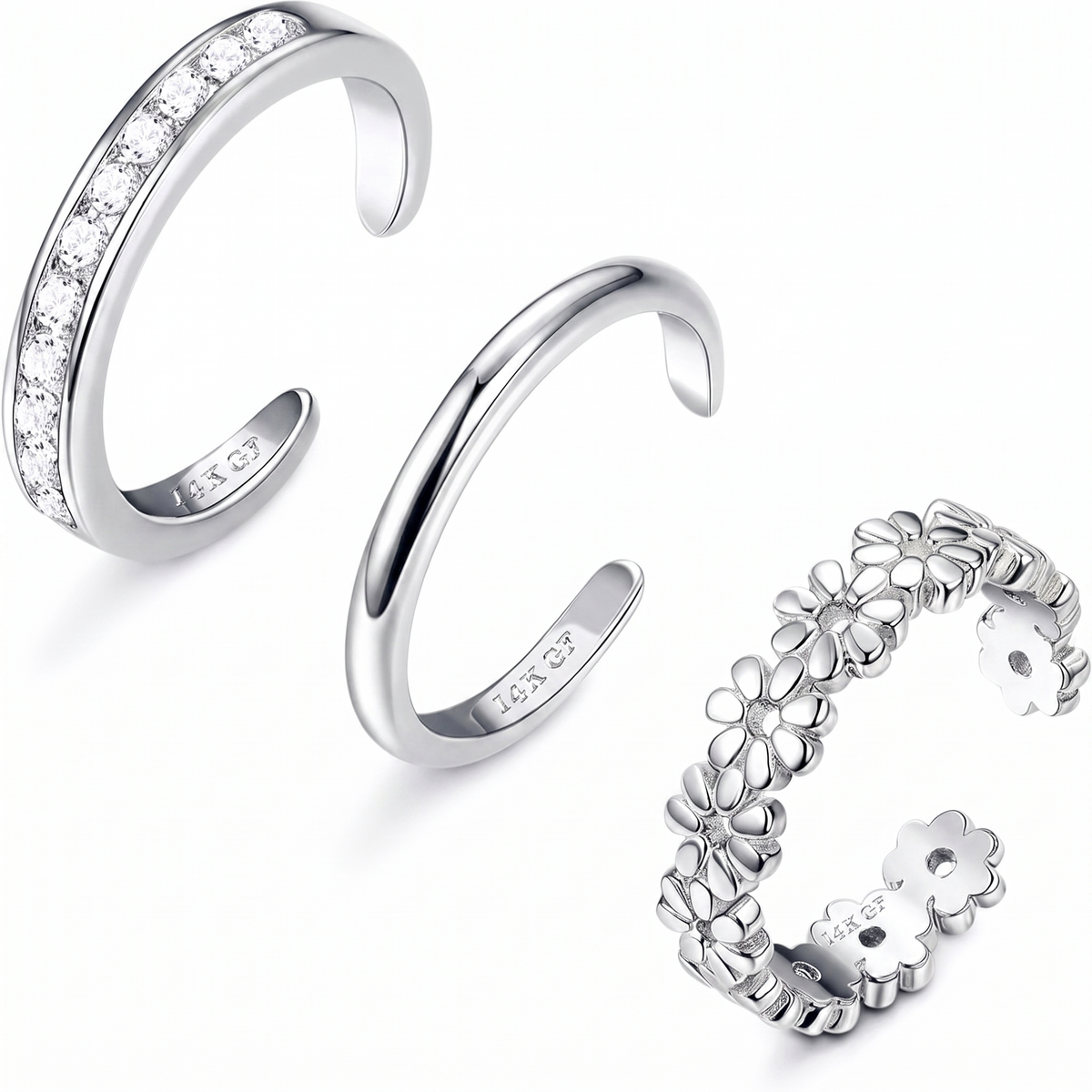 3pc Summer Toe Ring Set