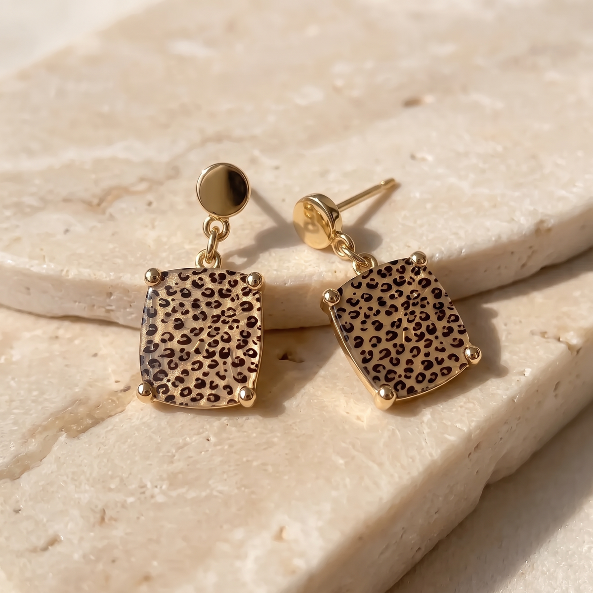 Leopard Square Earrings