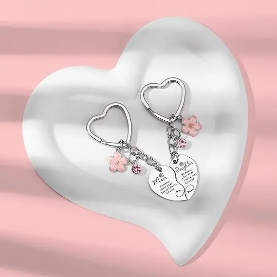 2pc Mother Daugher Heart Keychain