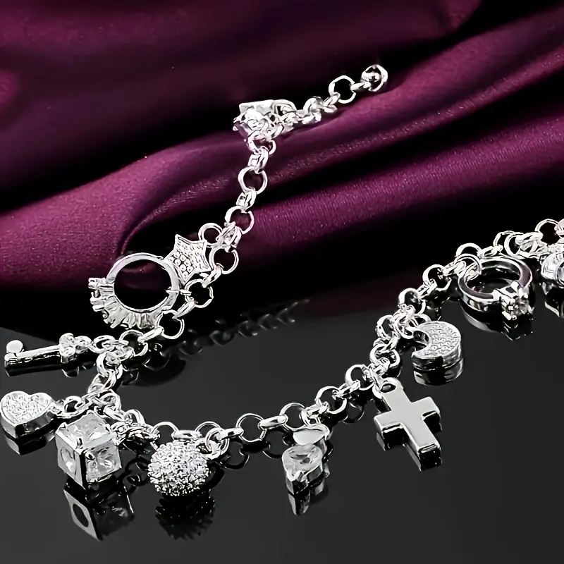Heart Key Charms Pendant Bracelet