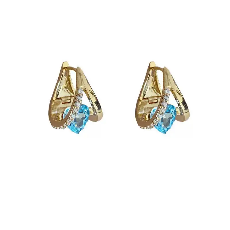 Geometric Blue Heart Earrings