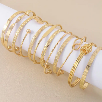 12pc Adjustable Textured Bracelet Set