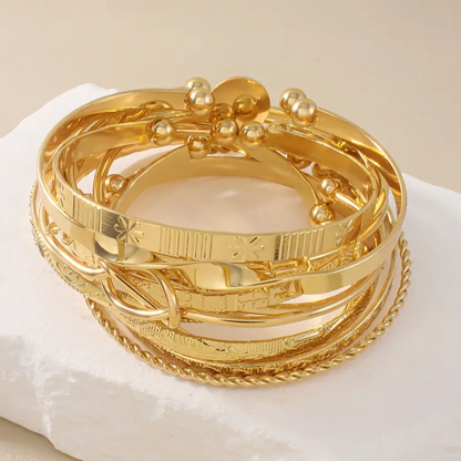 12pc Adjustable Textured Bracelet Set
