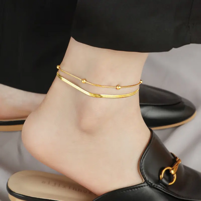 2pc Snake Bone Pattern Anklet Set