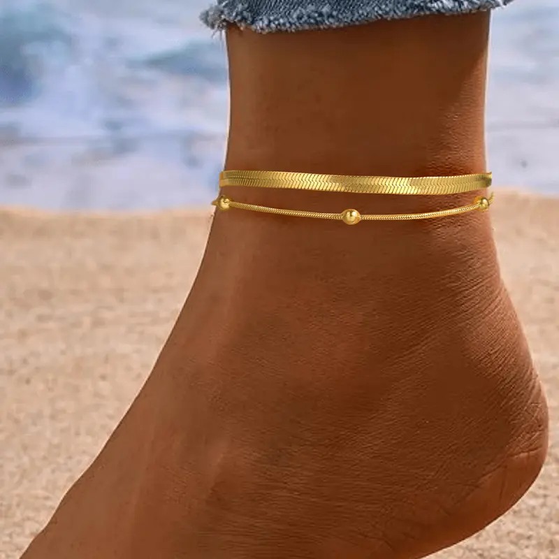 2pc Snake Bone Pattern Anklet Set