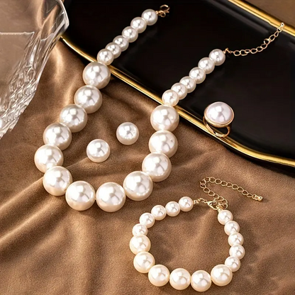5pc Vintage Pearl Jewelry Set