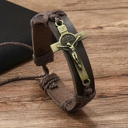 Retro Cross Leather Bracelet