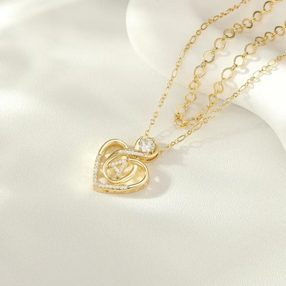 2pc 14k Initial Infinity Heart Necklace Set