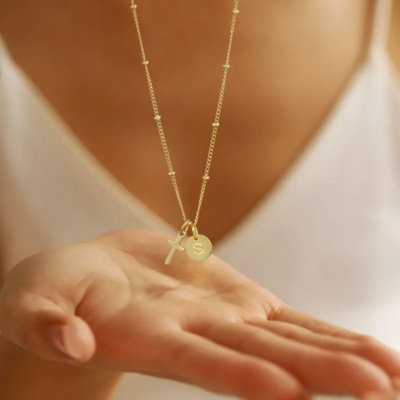 Dainty Initial Cross Necklace