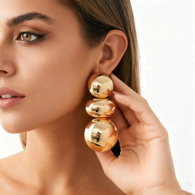 Exaggerated Geometric Ball Earrings