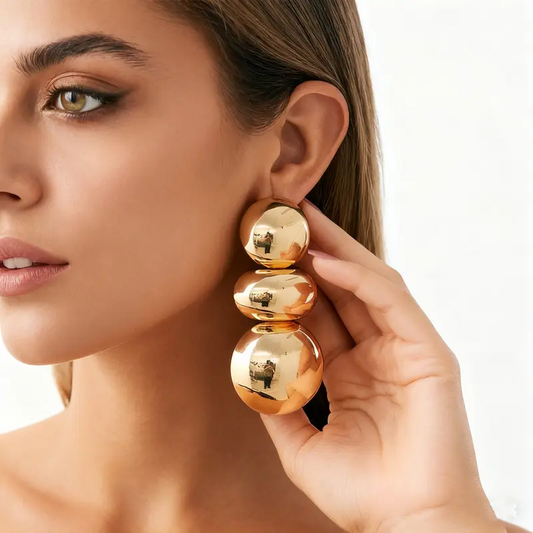 Exaggerated Geometric Ball Earrings