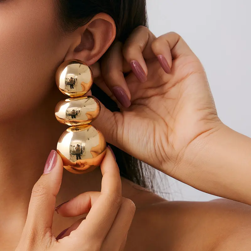 Exaggerated Geometric Ball Earrings