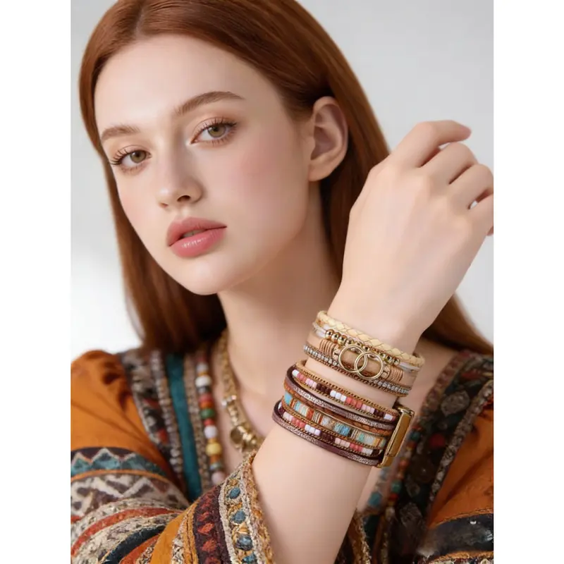 3pc Leather Wrap Bracelet Set