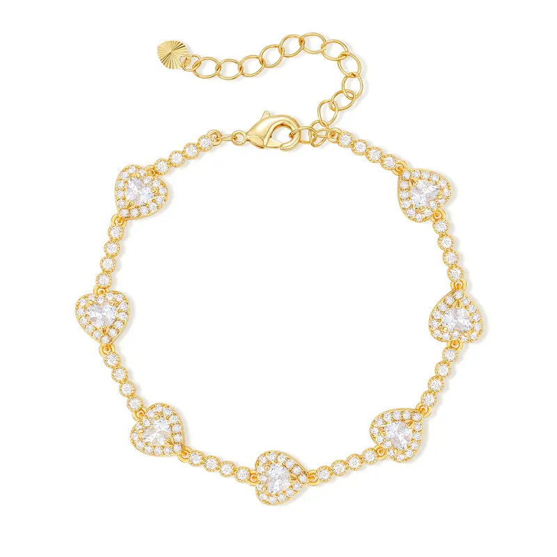 Gold Heart Tennis Bracelet