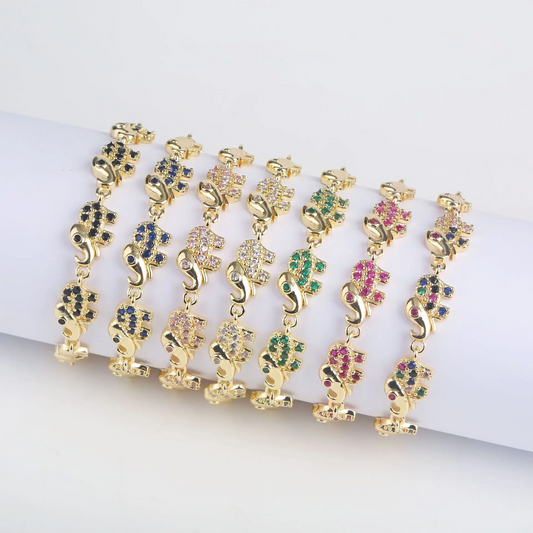 Cubic Zirconia Elephant Bracelet