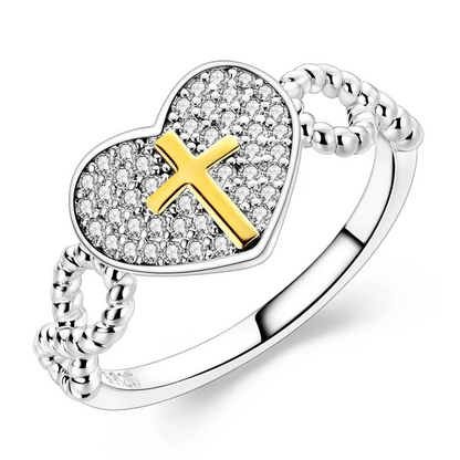 Heart Shaped Cross Ring