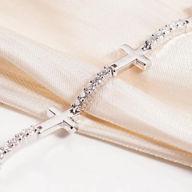 Moissanite Cross Bracelet