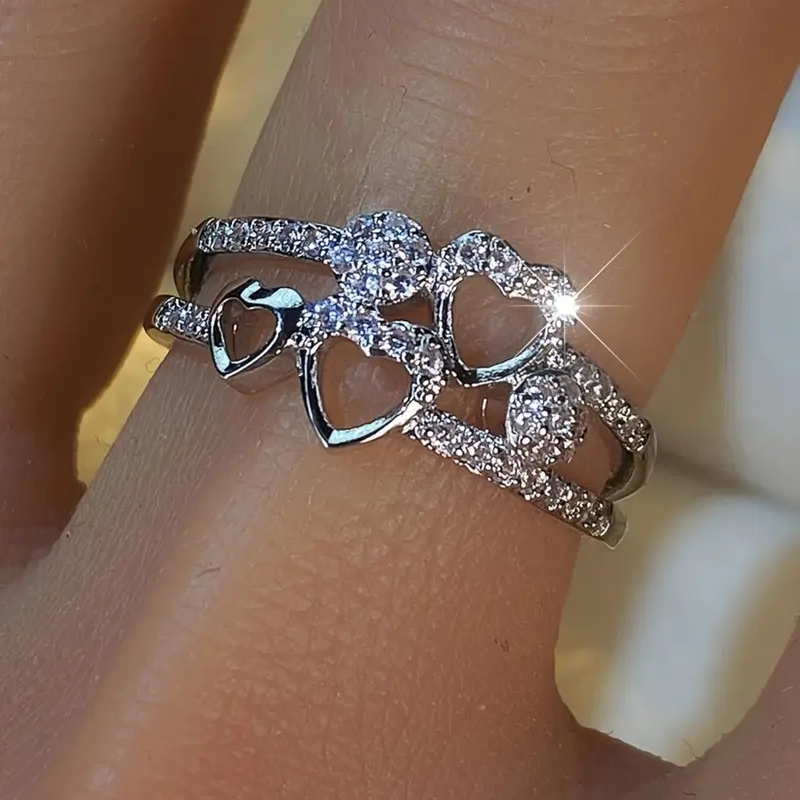 Rhinestone Heart Ring