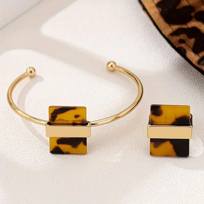 Leopard Print Bracelet & Ring Set