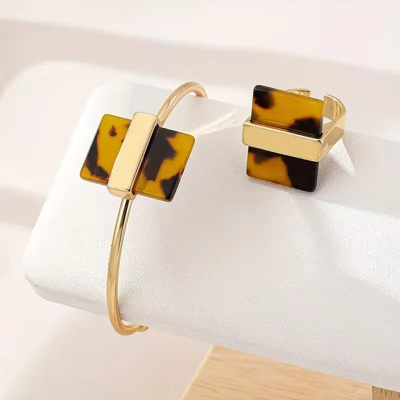 Leopard Print Bracelet & Ring Set