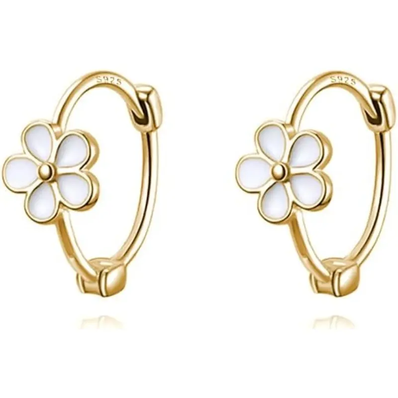 Daisy Flower Hoop Earrings