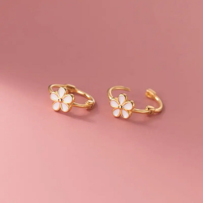 Daisy Flower Hoop Earrings
