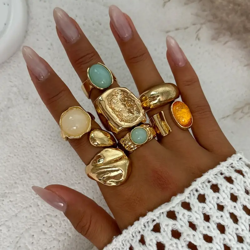 7pc Geometric Ring Set