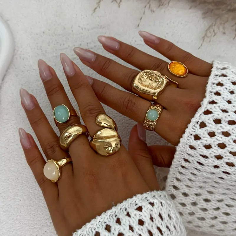 7pc Geometric Ring Set