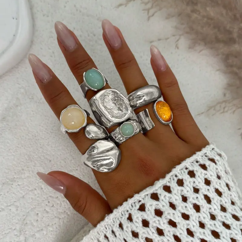 7pc Geometric Ring Set