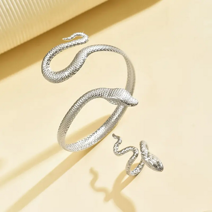 Boho Snake Open Bangle & Ring Set