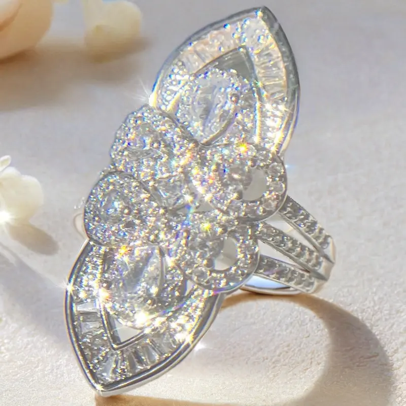 Exquisite Shiny Flower Ring
