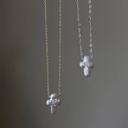 Baroque Cross Pearl Necklace