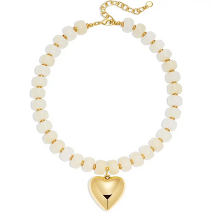 Chunky Bead Heart Necklace