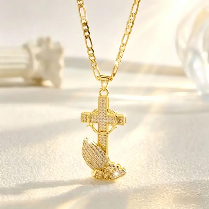 Cross Prayer Hand Necklace