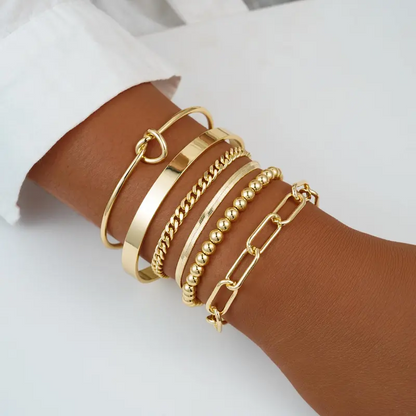 6pc 14k Dainty Bracelet Stack