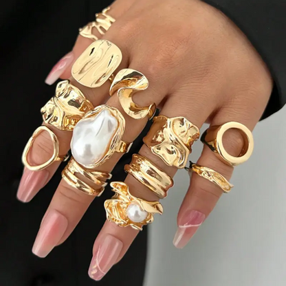 12pc Irregular Geometric Ring Set